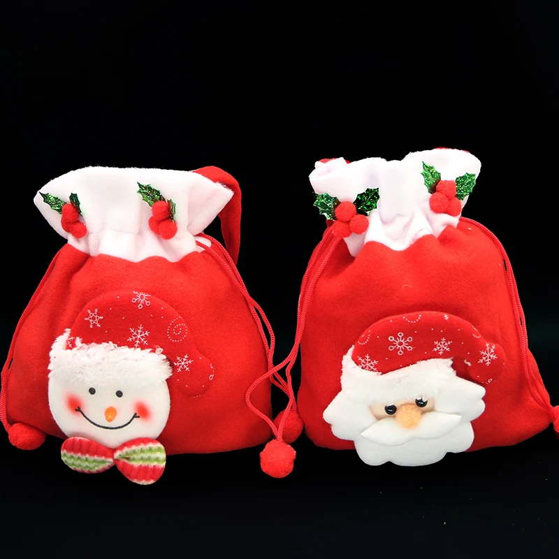 

(1 piece/pack) 20 * 22cm Christmas wool ball tie rope apple bag Christmas decoration bag Holiday New Year clothing matching bag