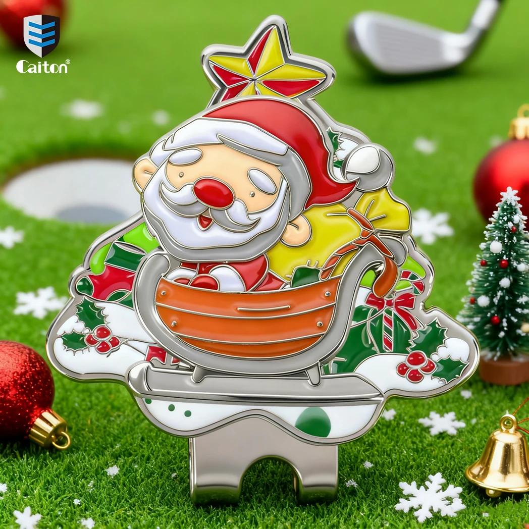

Рождественский зажим для шляпы для гольфа Caiton с магнитным маркером для мяча, праздничным рождественским дизайном, милым праздничным подарком для гольфа и полезным аксессуаром для гольфа