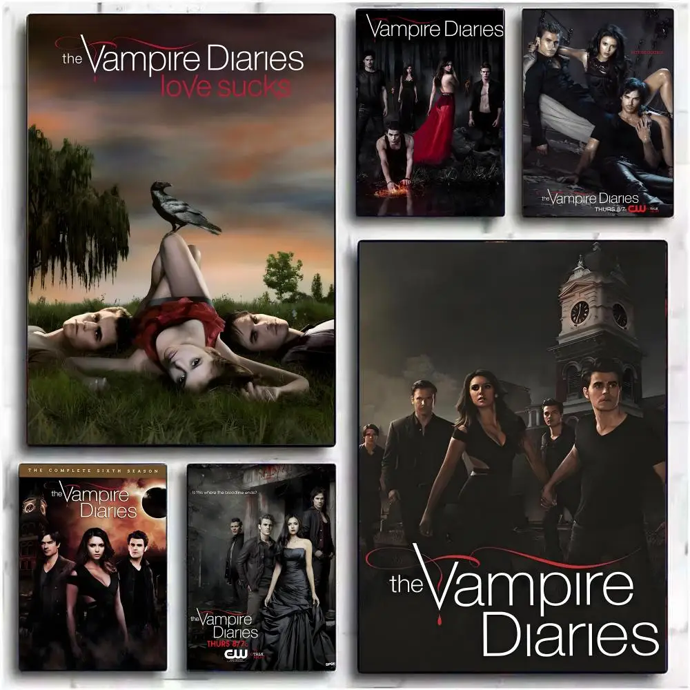The V-Vampire Diaries Classic Movie Painting Calligraphy Frameless Canvas Wall Art Perfect for Kitchen Bathroom Home Decor