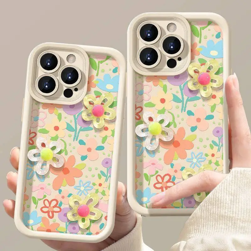 إنز حالة النمط الكوري مع نمط زهرة 3d ، جراب لـ xiaomi poco x3 pro f3 x5 x4 gt f5 f4 m3 m6 pro mi 11 lite 5g ne 12t 14 pro