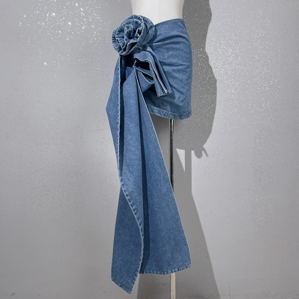 

Хлопковая женская юбка Y2K с 3D розовым декором, многослойная длинная джинсовая мини-мода, уличная весна 2026, новый стиль