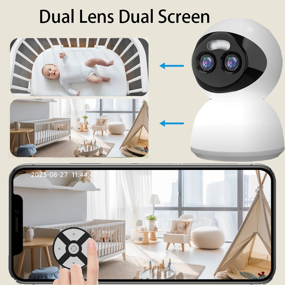 8MP 4K HD 10X PTZ Zoom WiFi PTZ IP Light Camera 360 Degree Carecam Pro Dual Lens WiFi Security Auto Tracking Baby Pet Camera