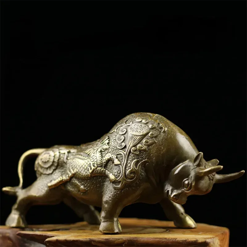 

Patron saint Figurine 8inch Big Wall Street Bronze Fierce Bull OX Antique Statue