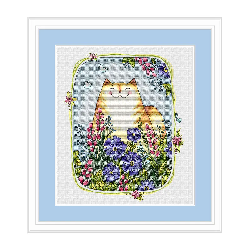 Fishxx Cross Stitch Kit Precision Print D1028 New Cat Cartoon For Spring