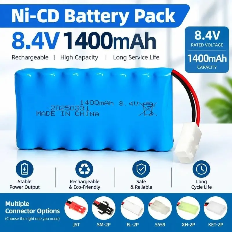 8.4V 1400mAh NiCd Battery Pack AA Rechargeable Batteries for Toy Accessories Remote Control Car RC Vehicle Power Supply