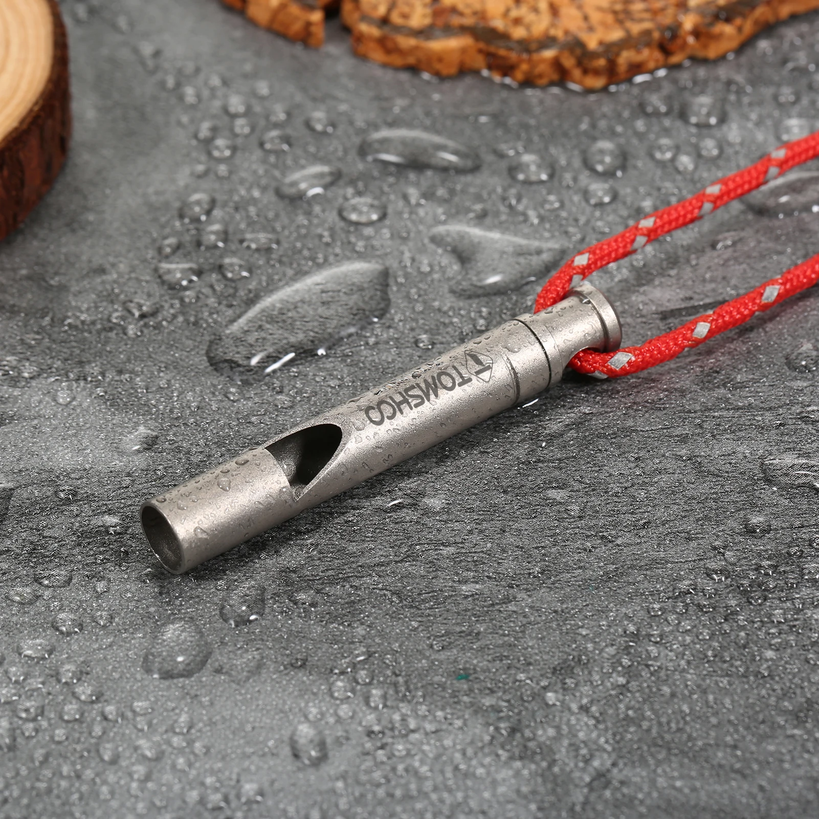 TOMSHOO Titanium Emergency Whistle with Cord Outdoor Survival Whistle Camping Hiking Exploring