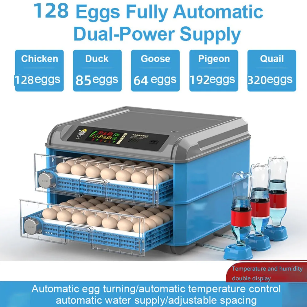 Fully Automatic Digital Egg Incubator, Household Brooder Farm Chicken and Bird Incubator, 128 Eggs