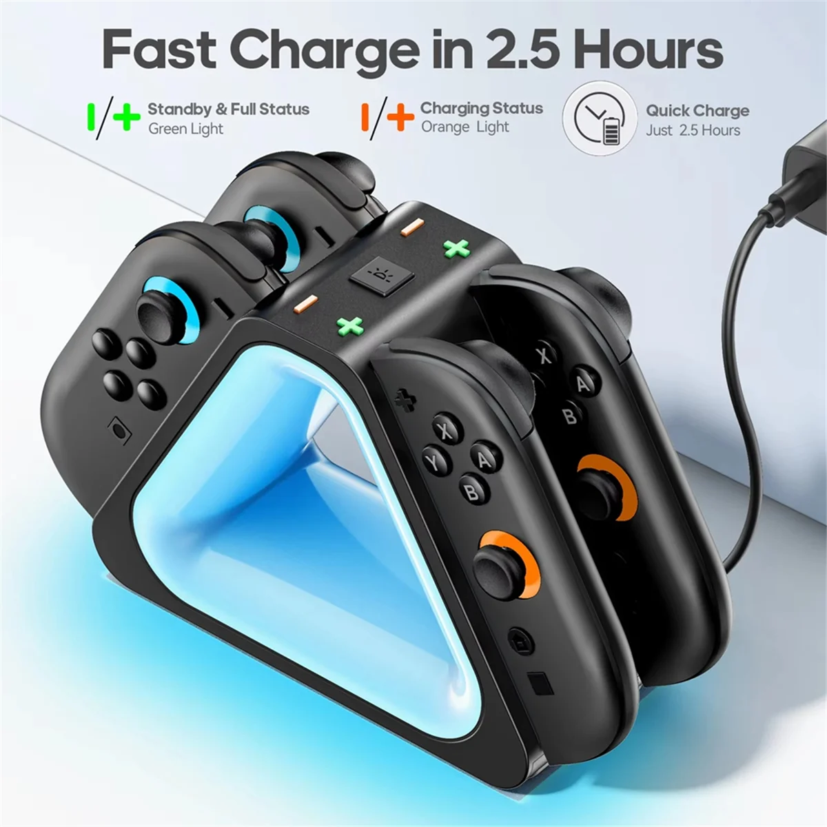 

ATP6 Controller Charger for Switch 2, 4 in 1 Charging Dock for Switch 2 Joycon Charger Stand Station with LED Lights