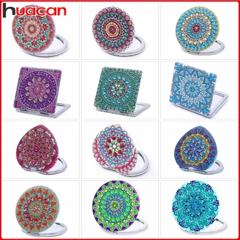 Mandala Special Shape Diamond Art Compact Mirror Portable Folding Diamond Painting Mirror Kit for Adults 1pc/Set