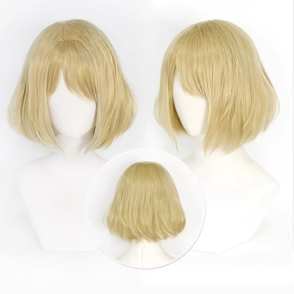 Ashley Graham Cosplay Wig Heat Resistant Synthetic Yellow Hair Costume Uniform Carnival Halloween Party Props Roleplay Accessory