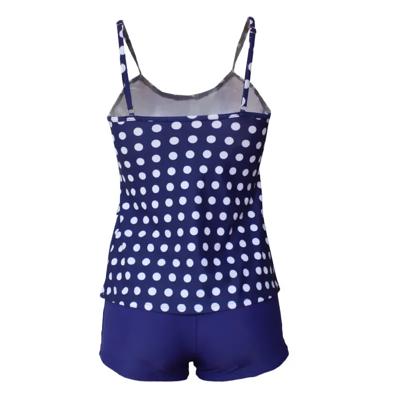 ドット レディース タンキニ セット 水着 おなかコントロール 2 枚 フリル水着 女性用水泳水着 ボーイショート ショーツ トランクス付き