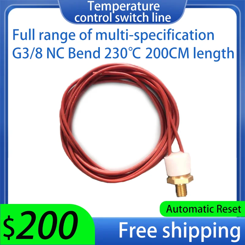 

10PCS Normal Closed 10A 250V 230℃ Temperature Switch KSD301 G3/8 Screw Thread the length is 200CM