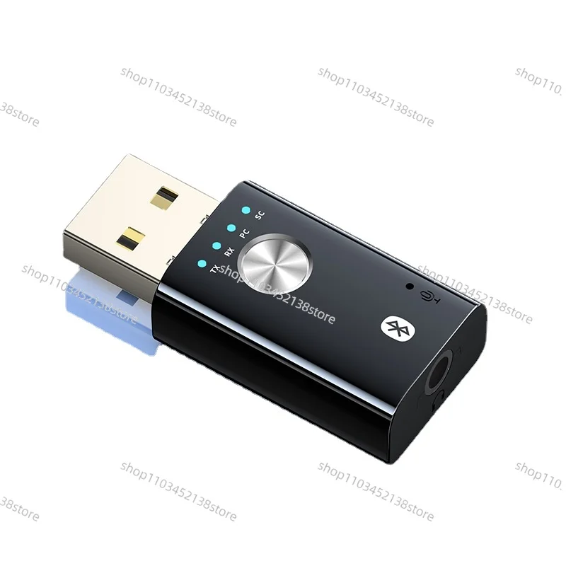 Four-in-one USB Bluetooth receiver 5.1 Bluetooth audio adapter PC transmitter connected to external sound card.