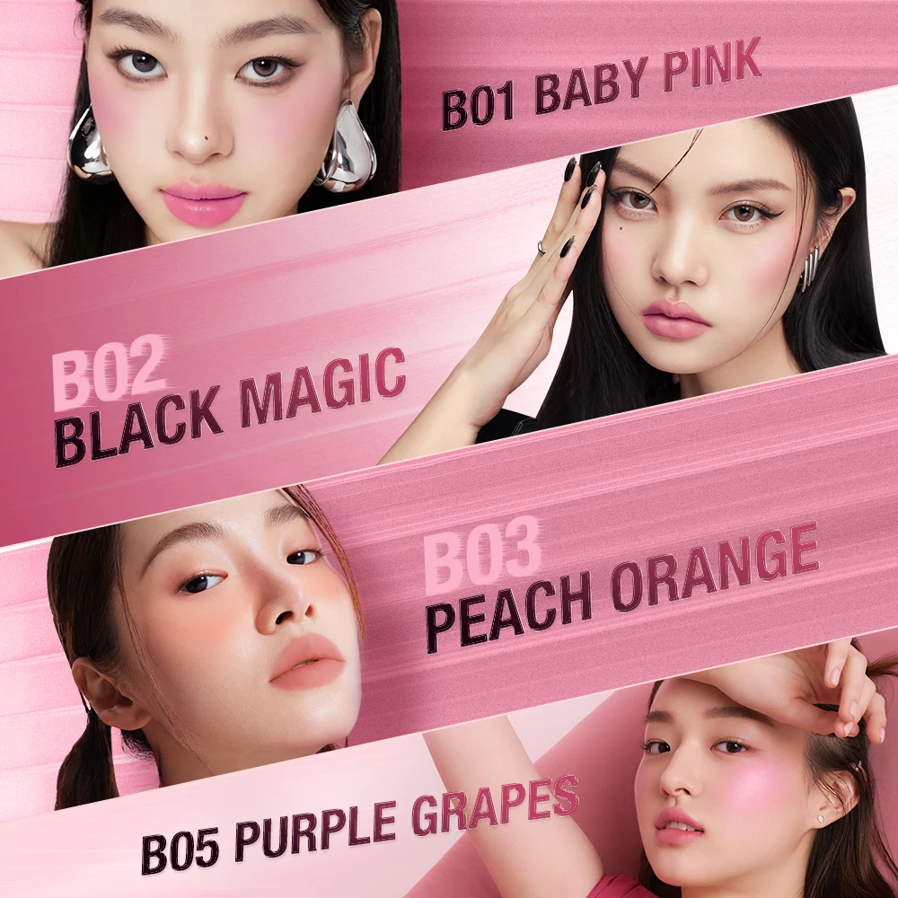 BANXEER Blush Cream Gezichtsrouge 5 kleuren Steeds veranderende Matte Shimmer Waterdicht Langdurig 3 IN 1 Multifunctionele Blush Gezichtsmake-up