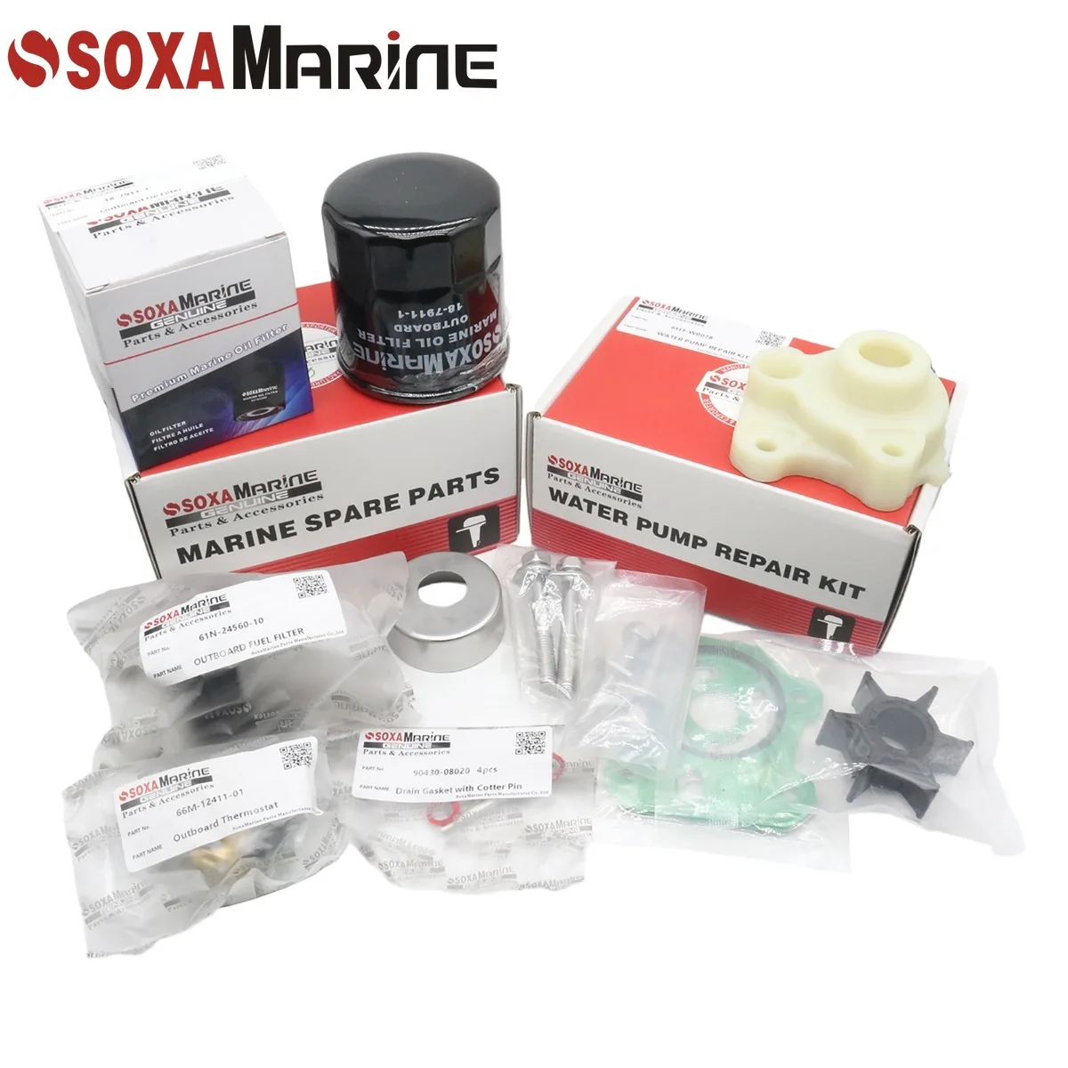 

Fit for Yamaha FT50C FT60B Maintenance Kit 2003 + Outboard Water Pump Rebuild with Gasket Cotter Pin Thermostat Fuel Oil Filter