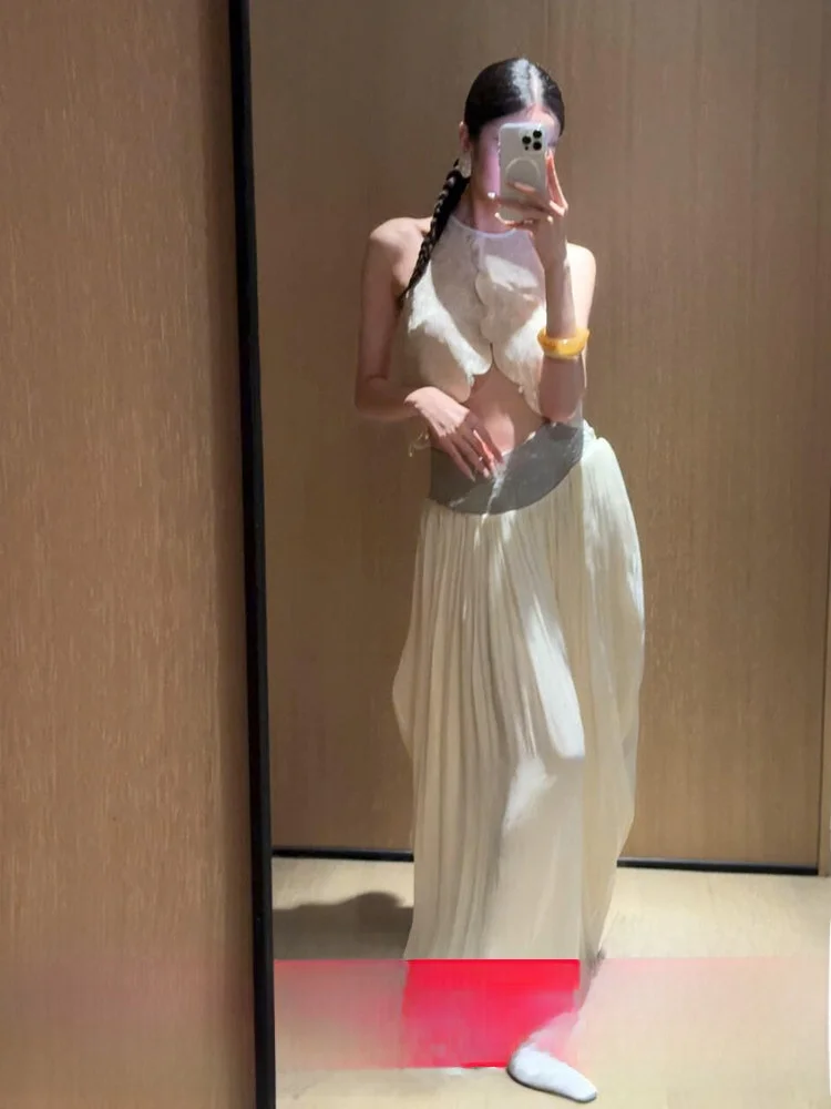 

Ele Two-Piece Bridal Morning Robe Evening Gown for Women High Waist Hollow out Long Svel Polyester Wedding Dr