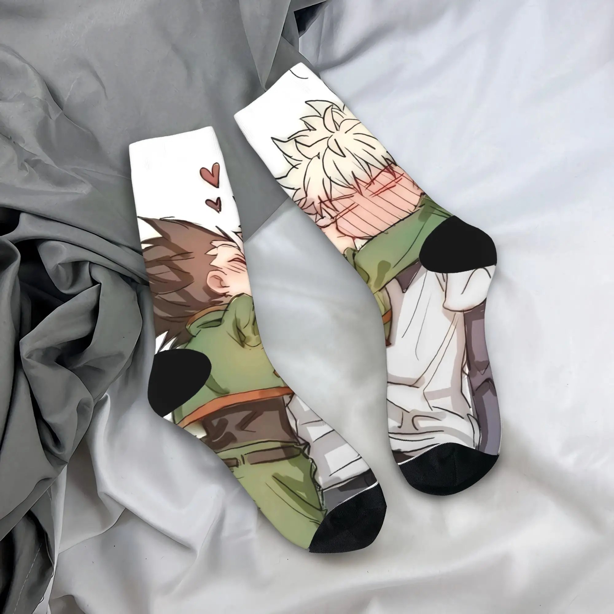 

Gon X Killua-HXH чулки с забавным принтом, осенние носки против пота, взрослые и мужские велосипедные носки высокого качества