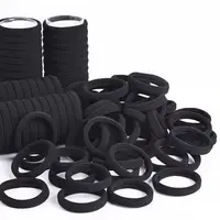 Elastic Seamless Hair Scrunchie 50 Pack No Damage Ponytail Holder for Women Black Gentle Hair Ties