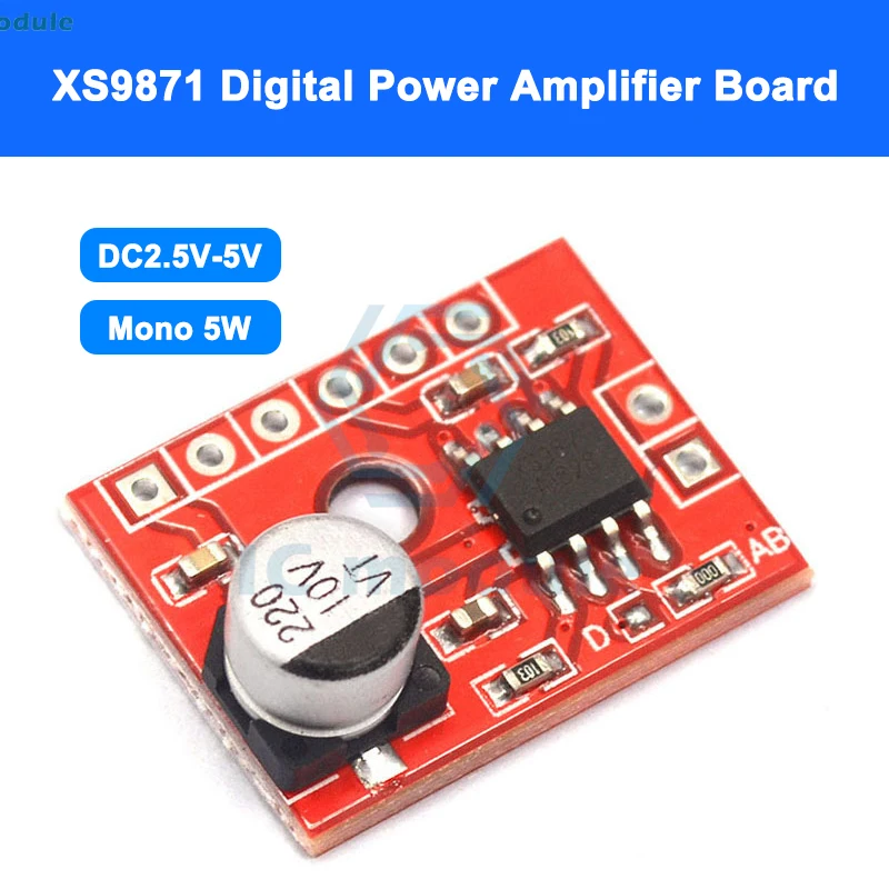 Xs9871 Mini Class Ab Module Digitale Eindversterker Board DC2.5V-5V Mono 5W Audio Eindversterker Module Met Pin