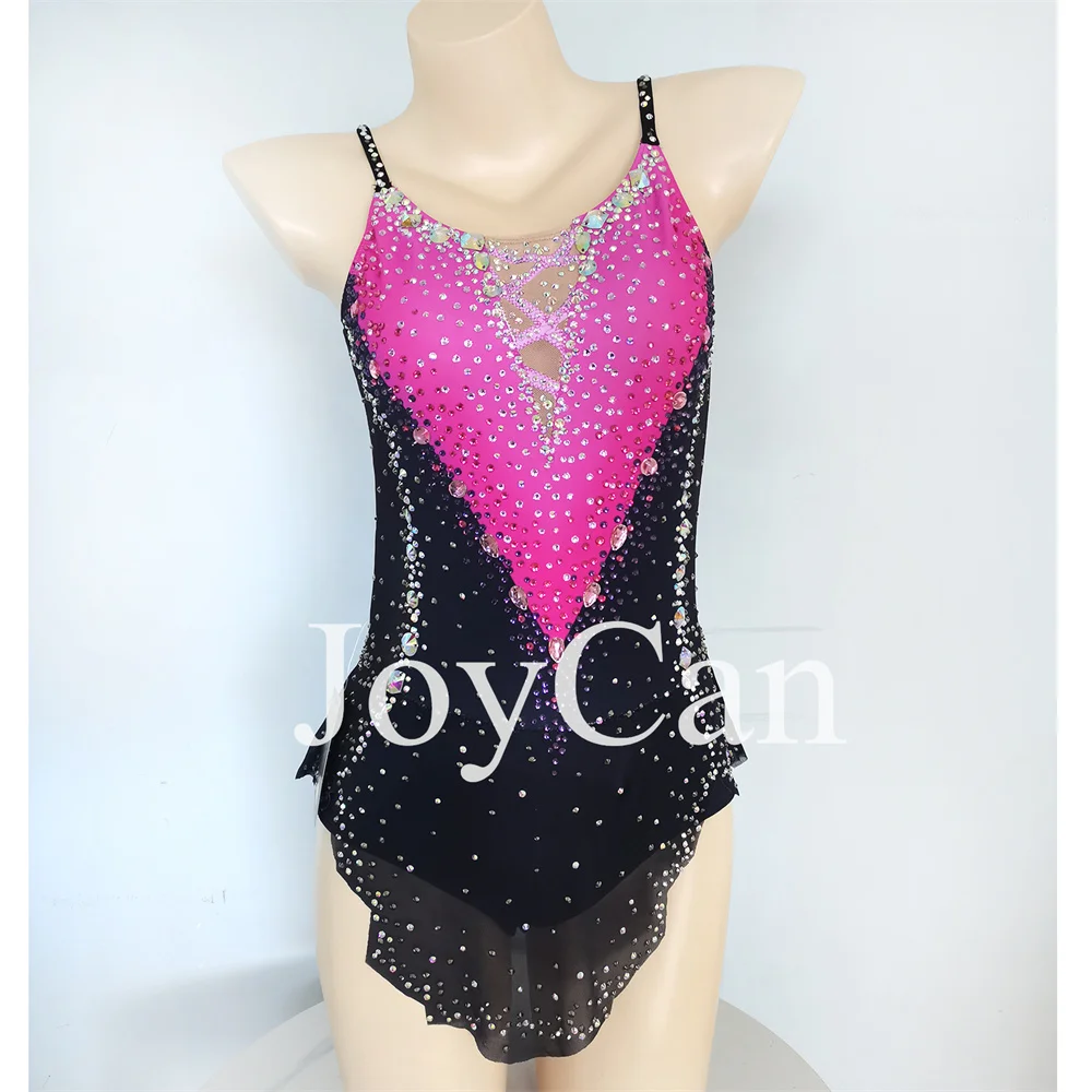 جويكان-أحجار الراين ثدي جمباز للنساء ، سبانديكس أسود ، ملابس رقص أنيقة للفتيات ، منافسة