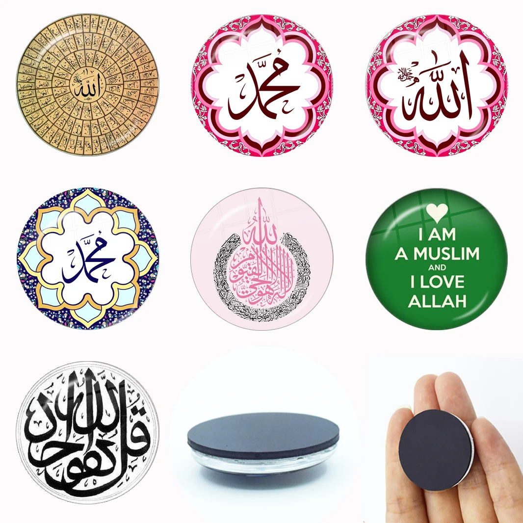 Muslim Islamic Allah Arab Muslim Ramadan Glass Gem Magnetic Refrigerator Stickers Note Holder Home Decor