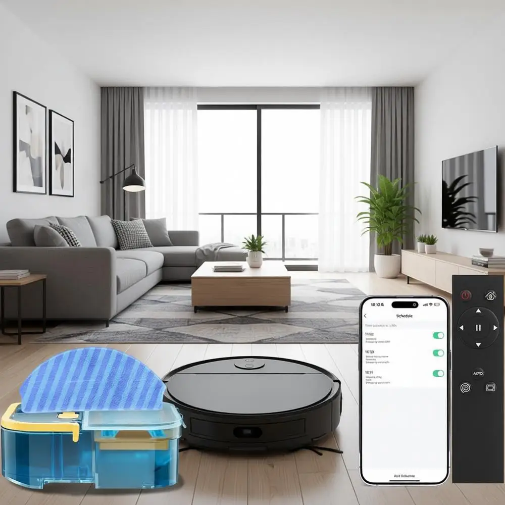 

Robot Vacuum and Mop Combo with 4000Pa Suction, APP/Voice/Remote Control, Self-Charging, Obstacle Avoidance, Smart Home Robot