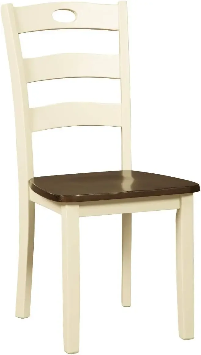 Design by Ashley 18" Cottage Ladderback Dining Chair, 2 Count, Cream & Brown