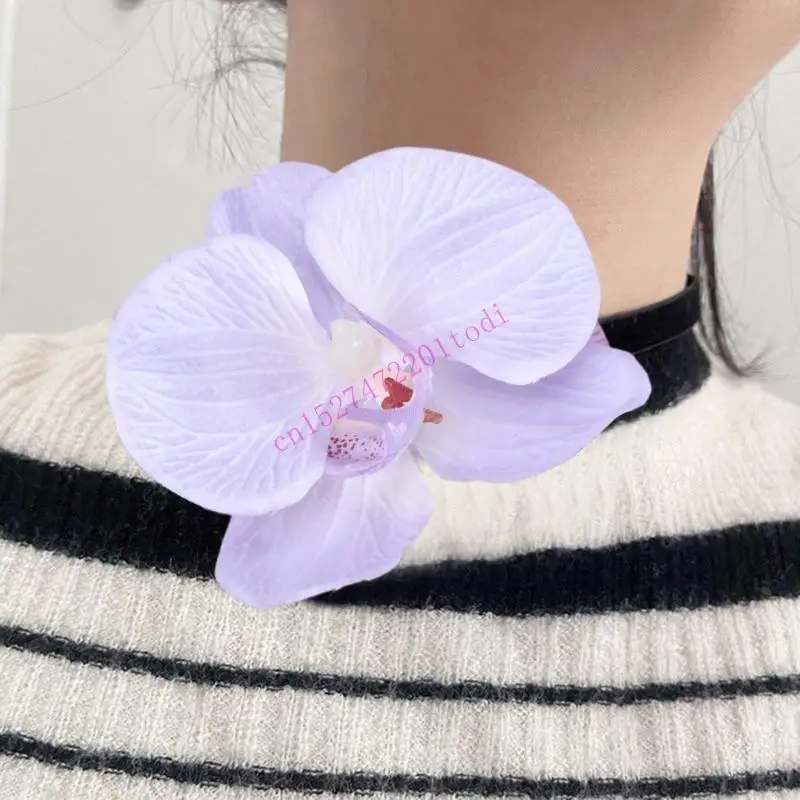 Phalaenopsis Blossom Necklace Simulation Flower Neckchain Girls Collarbone Chain M76B