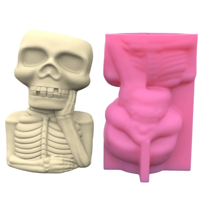 

Хэллоуин череп человек гипсовые силиконовые формы для изготовления суккулентных растений цветочный горшок