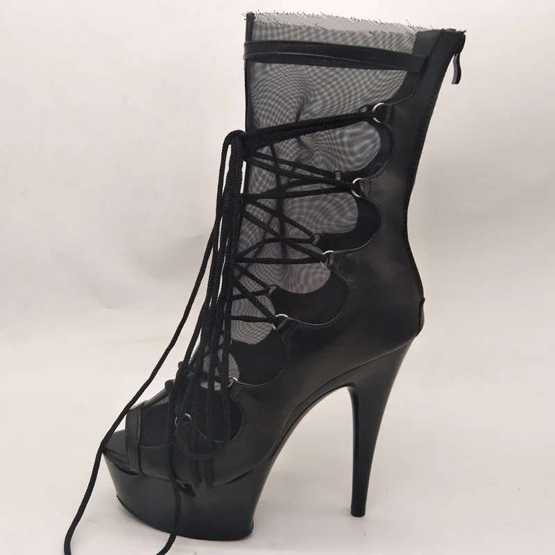 

LAIJIANJINXIA New 15CM/6inches PU Upper Sexy Exotic High Heel Platform Party Women Boots Pole Dance Shoes C081