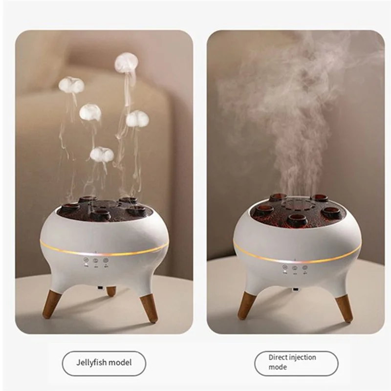 B99A-Desktop Aroma Diffuser Fragrance Machine Smoke Ring Colorful Flame Jellyfish Air Humidifier AU Plug