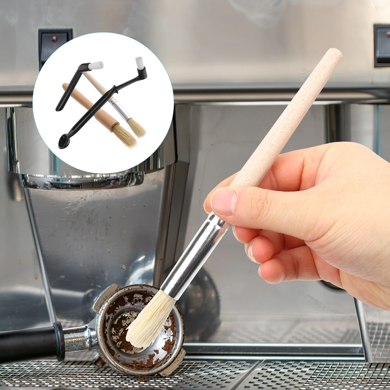 

1Set Coffee Machine Cleaning Brush Fine Bristle Round Handle Multipurpose Coffee Powder Grinder Brush Cleaning Tool