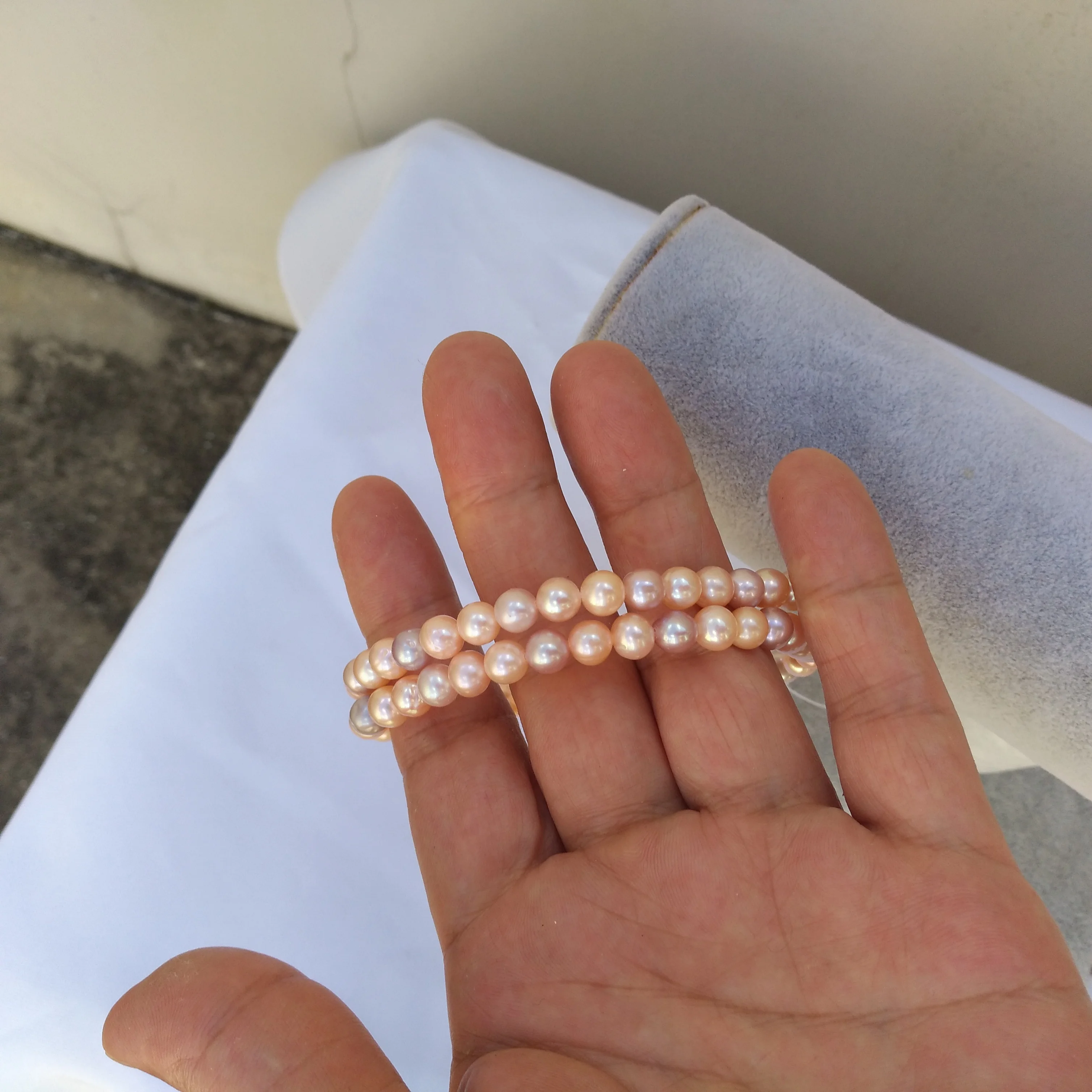 7.5-8in Excellent Real Natural AAA+ AKOYA Real  6-7mm Multi-color Pearl Bracelet 14K Gold P Original Real shot photos