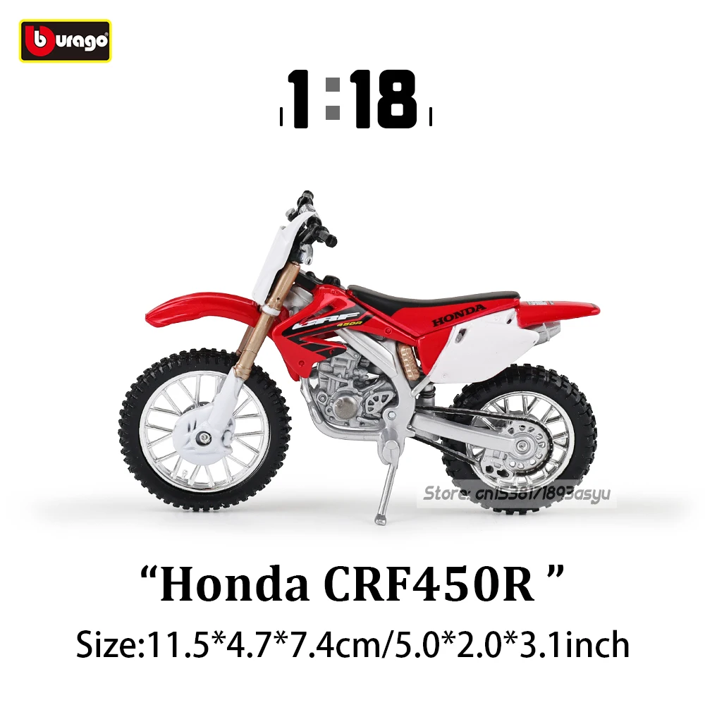 Bburago 1:18 Honda CRF450R BMW Original-Simulationsmodell aus Metall, Motorrad-Spielzeugauto, Geschenk, Sammlerstück, verschiedene Ausführungen zur Auswahl
