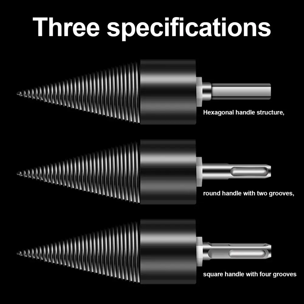 32/42/50MM Wood Splitter Drill Bit, Firewood Log Splitter with Hex, Round, Shank Handle, Heavy Duty Electric Hammer Drill Bit