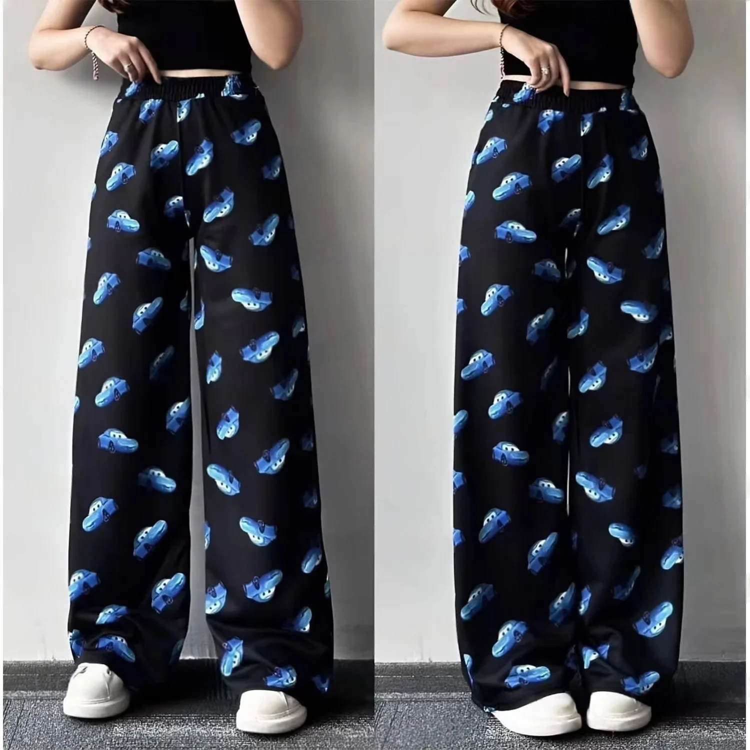 سراويل بيجامات مطبوعة للسيدات من Lightning McQueen & Sally Cars لخريف 2026 سراويل طويلة غير رسمية ملابس منزلية للأزواج