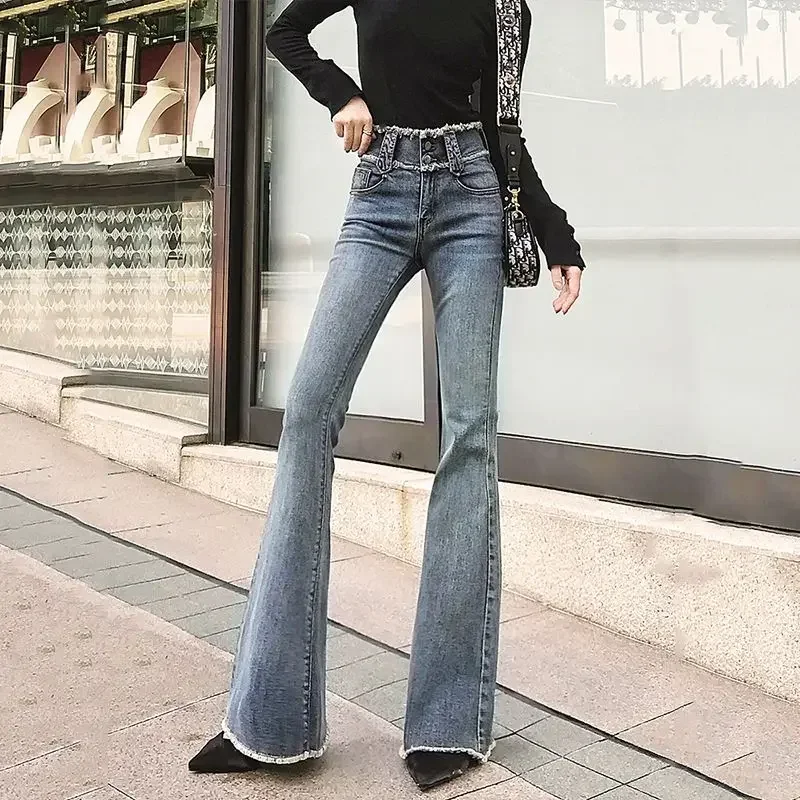 and Capris Trousers Slim Fit Womens Cropped Jeans Skinny Denim Pants for Women Retro Shiny Harajuku Fashion Clothing Spring Z R