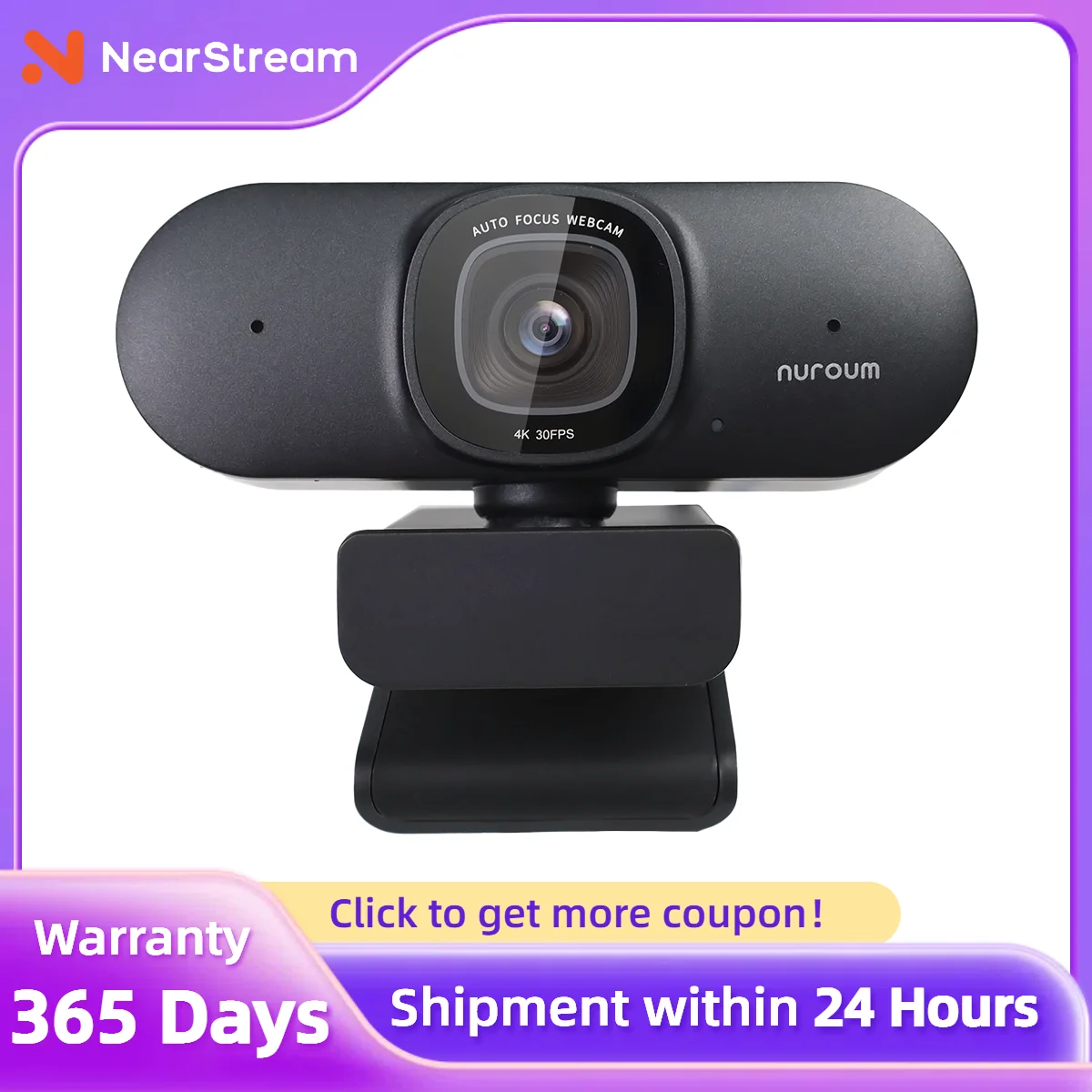 

NUROUM 4K Conference Camera USB PC Privacy Protection Webcam HD Autofocus AI Noise Suppression with Microphone