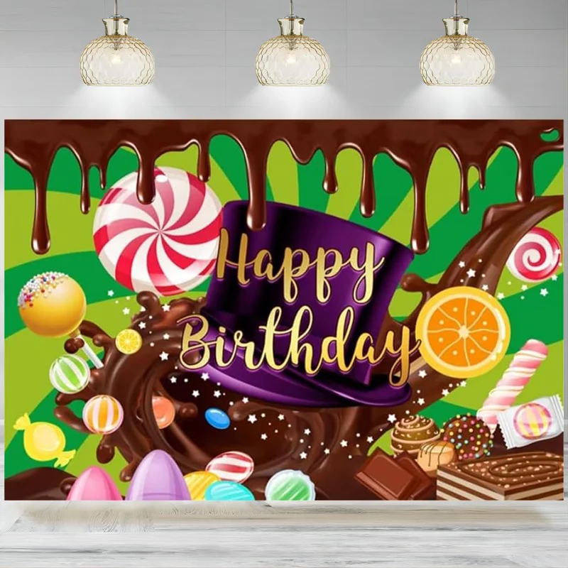 Birthday Photography Background Factory Backdrop Supplies Charlie and The Chocolate Factory Baby Shower Banner