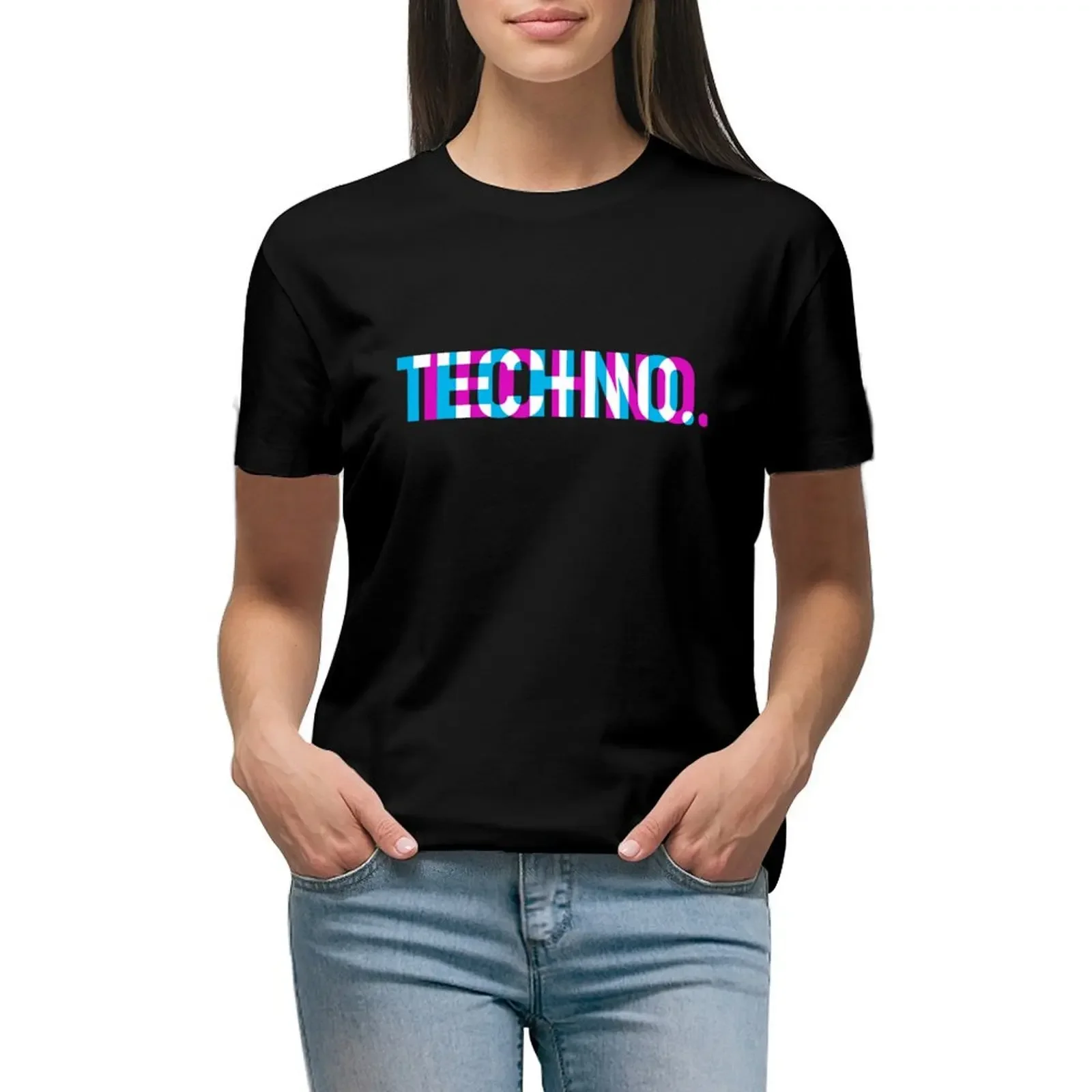 

Techno T-Shirt lady clothes sports fans vintage clothes t-shirt dress for Women long