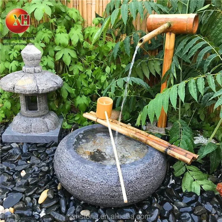 Japanese Style Natural Stone Water Bowl Water Fountain Flower pots Planter For Courtyard Landscape Home Garden Decoration