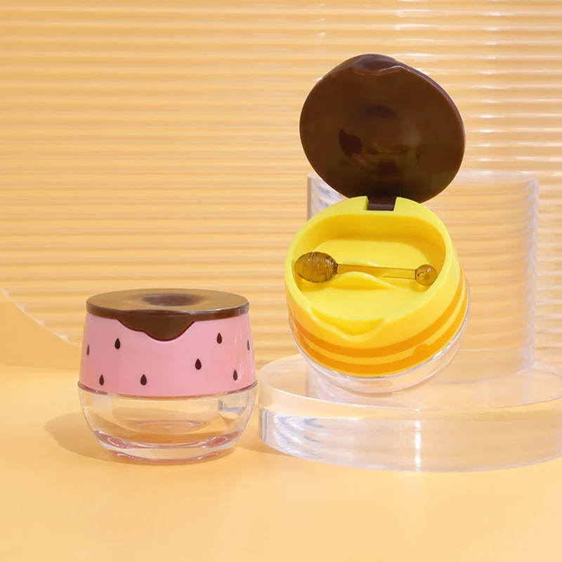 1Pc 6g Empty Lip Masque Box With Brush Refillable Flip-Top Lip Mask Bottle Travel Portable Lip Balm Jar Cosmetic Containers
