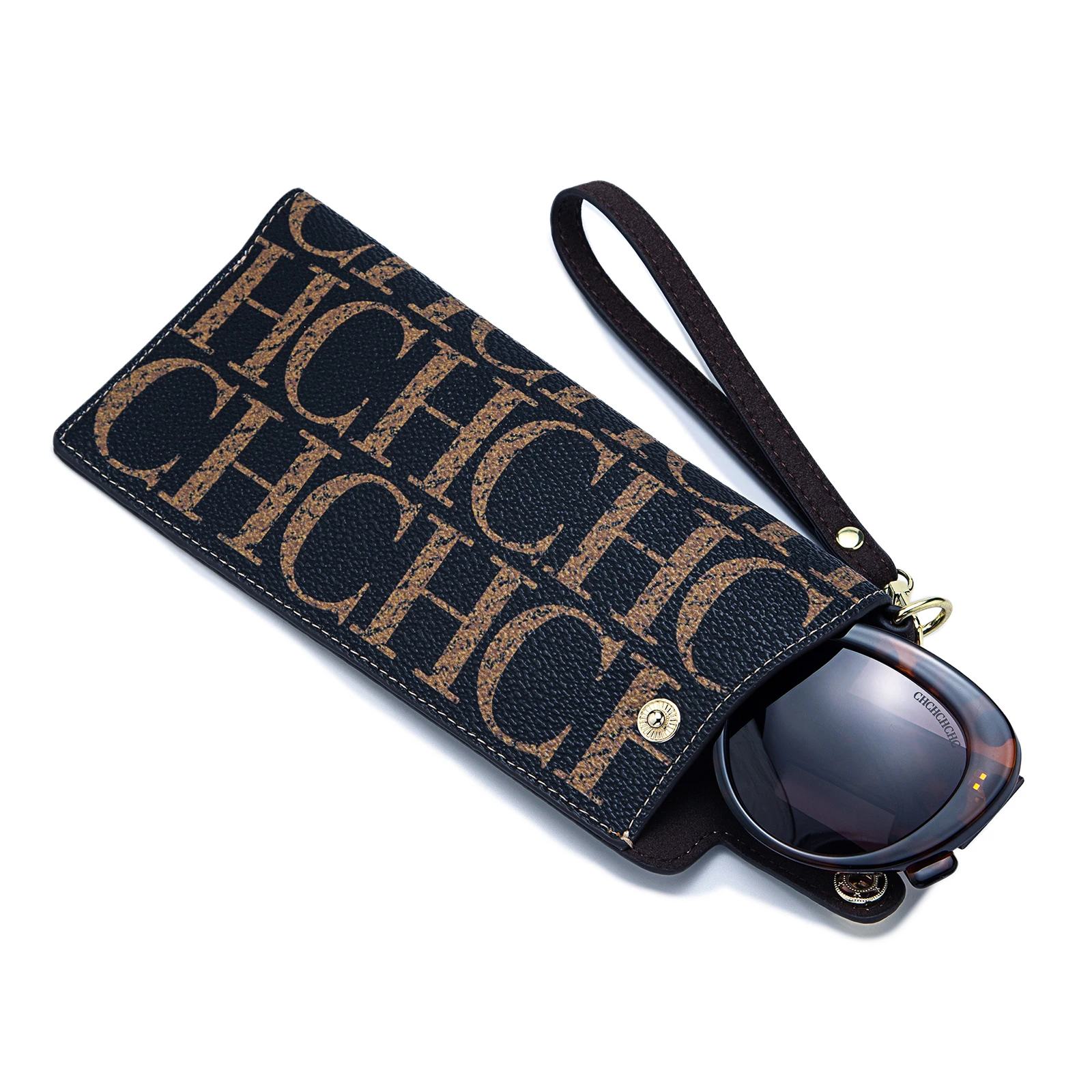 حافظة نظارات شمسية طويلة فليب كفر نسيج جلد صناعي مطبوع حروف العلامة التجارية مشبك معدني حماية عملية ألوان متعددة صندوق هدية