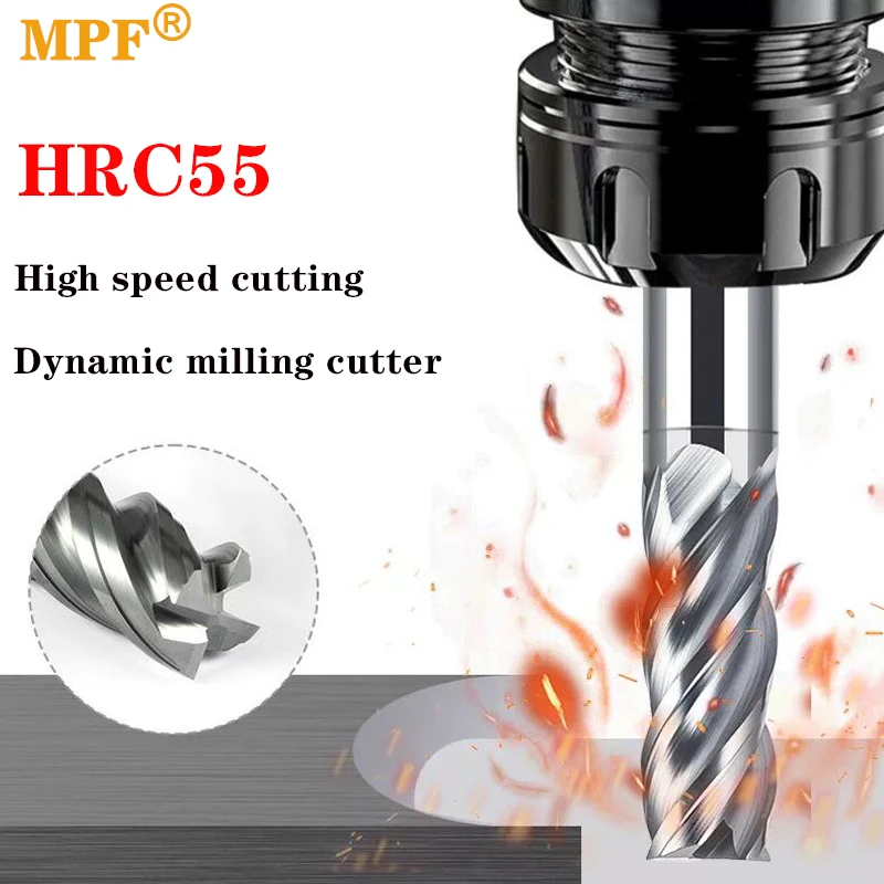 HRC55 4-Flute Milling Cutter Carbide Roughing Coating Flat End Mill Tungsten Steel For CNC Mechanical Machining Endmills Tools