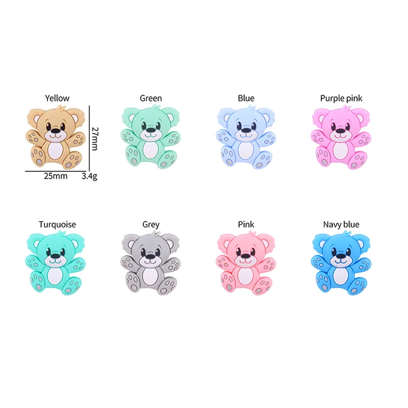 10/20Pcs Lot Bear Baby Silicone Beads Cartoon Animal Silicone Beads for pacifier Clips Teether Teething Toys Baby Accessories