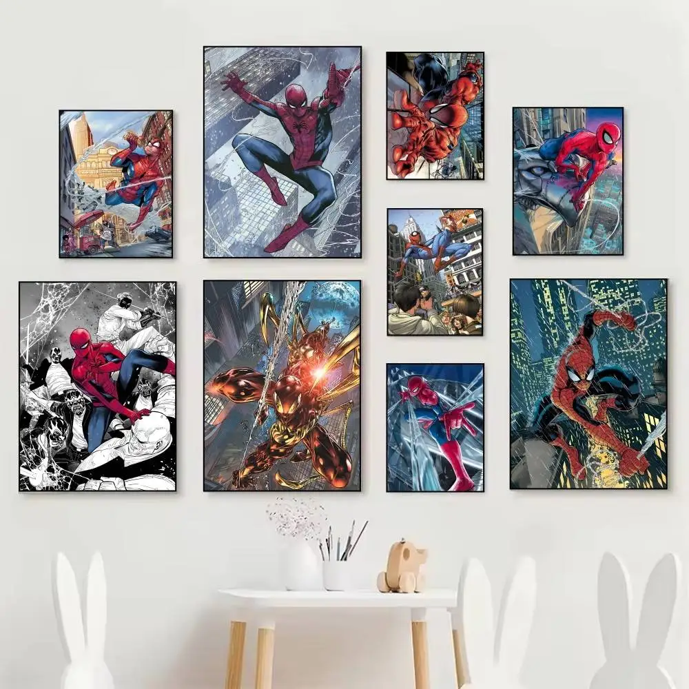 Canvas Painting Superheroe Painting S-Spider Cartoon M-Man Manga Posters Self Adhesive Waterproof Ideal For Living Room Bedro