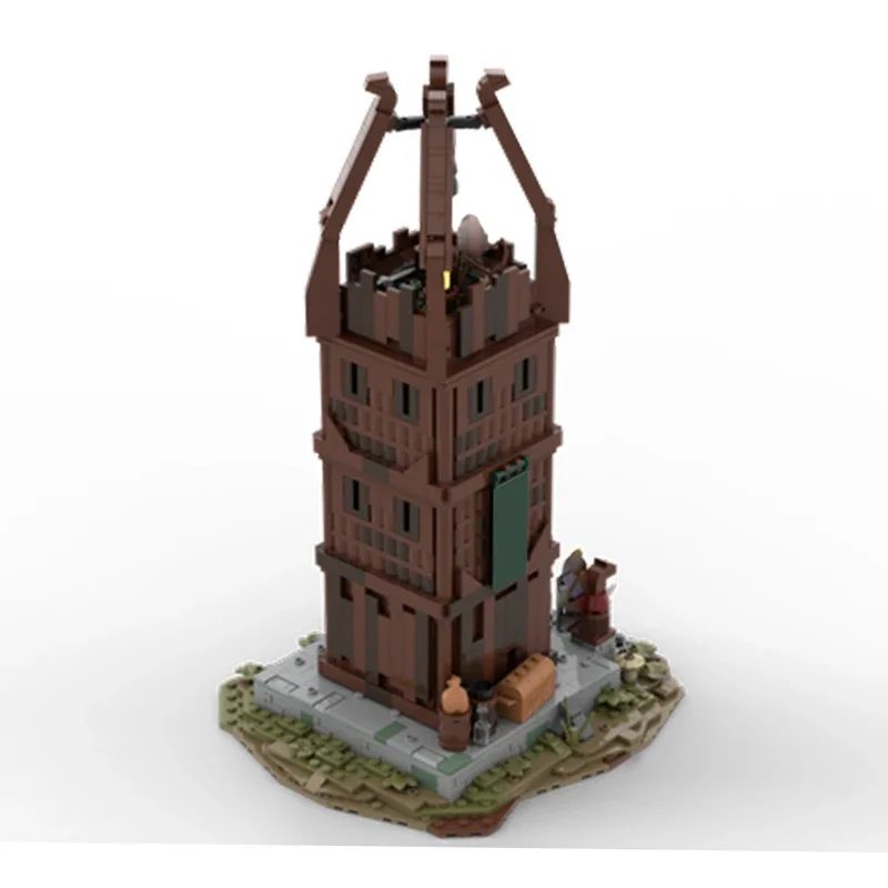 Ladrillos de torre de vigilancia de madera medieval, torre de mirada modular, bloques de arquero, castillo, campana, ladrillos, torre de vigilancia, bloques, regalo medieval