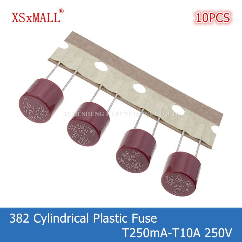 10PCS 382 Cylindrical Plastic Fuse T250mA 0.5A 1A 2A 3.15A 4A 5A 6.3A 8A 10A 250V For LCD TV Power Board Commonly Water Purifier