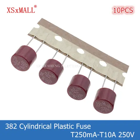 10PCS 382 원통형 플라스틱 퓨즈 T250mA 0.5A 1A 2A 3.15A 4A 5A 6.3A 8A 10A 250V LCD TV 전원 보드 일반적으로 정수기