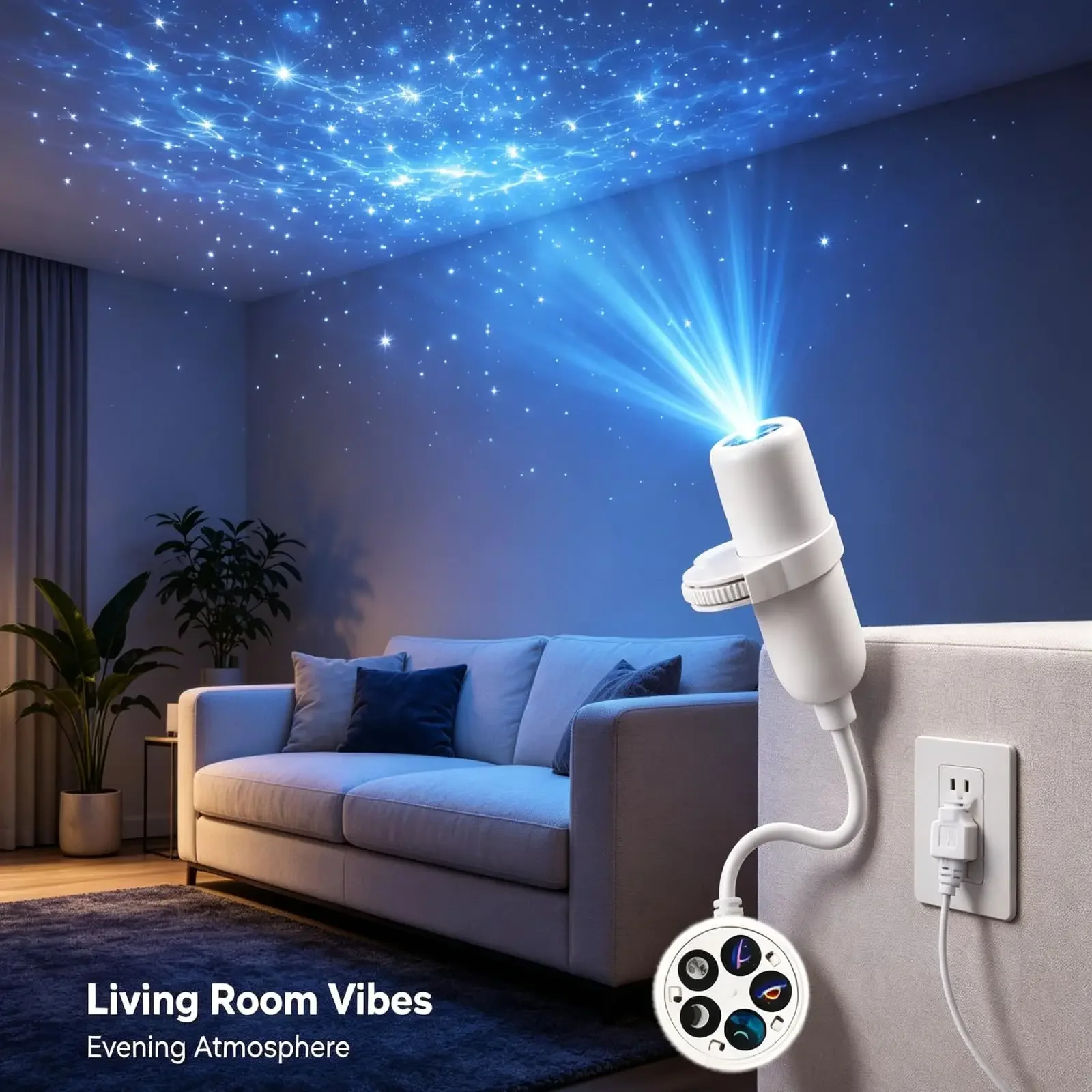 2-in-1 USB-Ambientelicht Sternenhimmel-Projektion Atmosphäre Mehrere Szenen Einstellbare Fokusdistanz Nachtbeleuchtungsfunktion – Detail 8